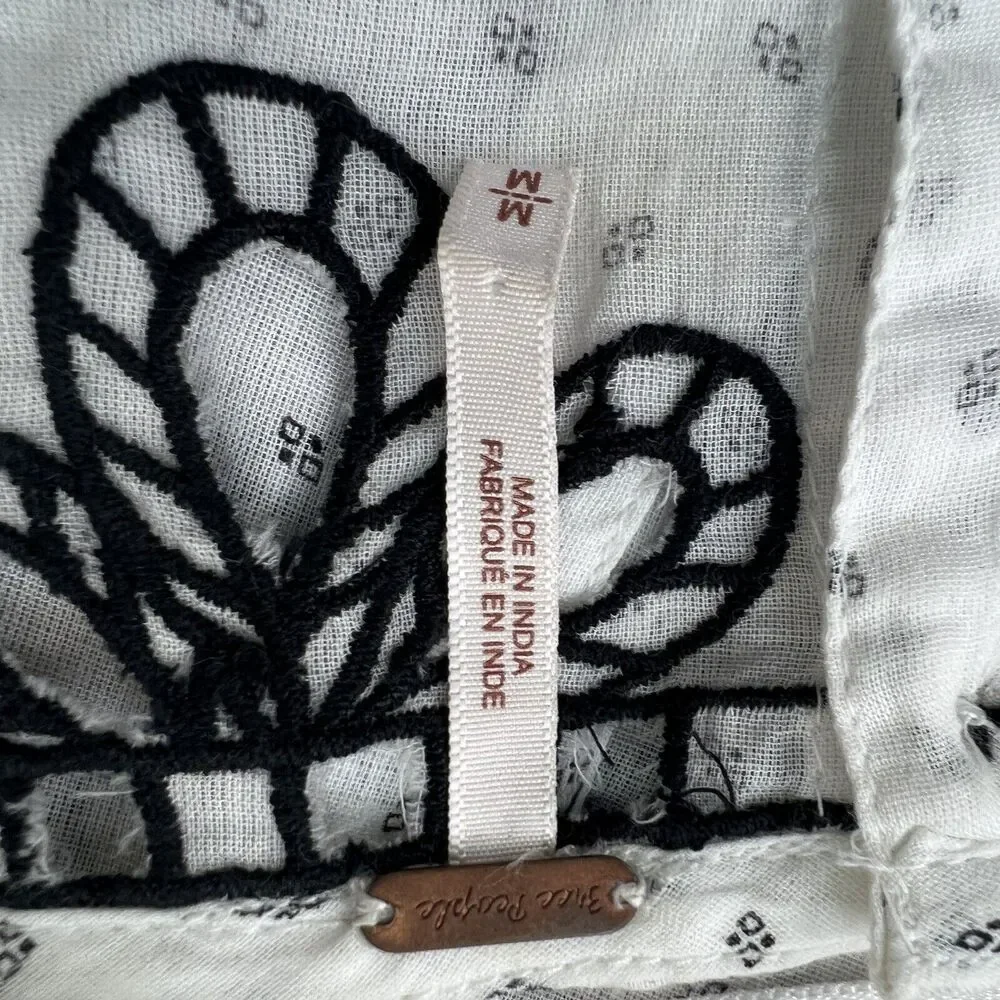 Free People Everything I Know Cotton‎ Peasant Blouse Embroidered Cutouts Medium